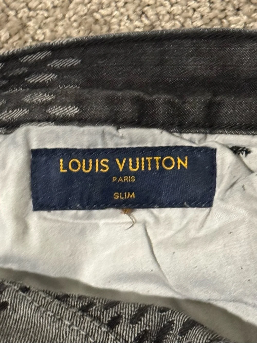Louis Vuitton Men’s Black Patterned Jeans